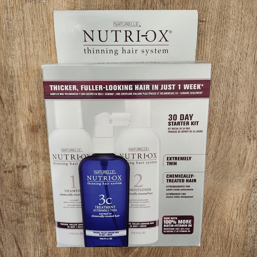 Nutri-Ox Thinning Hair System 30 Day Starter Kit 3C Treatment + Shampoo/Cond NEW